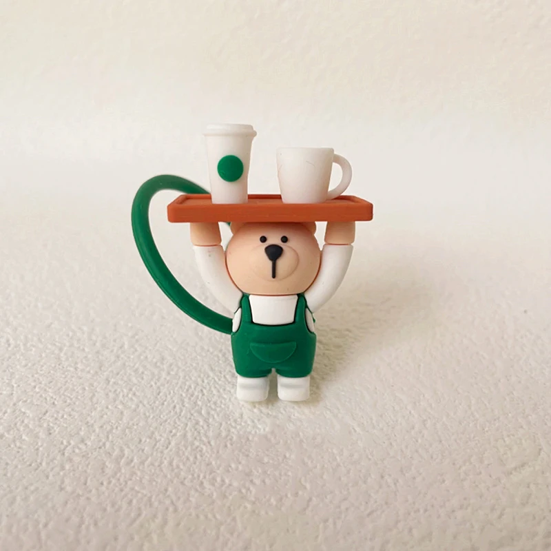 1PC Cute Silicone Straw Covers Cartoon Bear Dust Plug Straw Cap Suitable for Large Caliber 7-8mm Drinking Water Cup Accessories