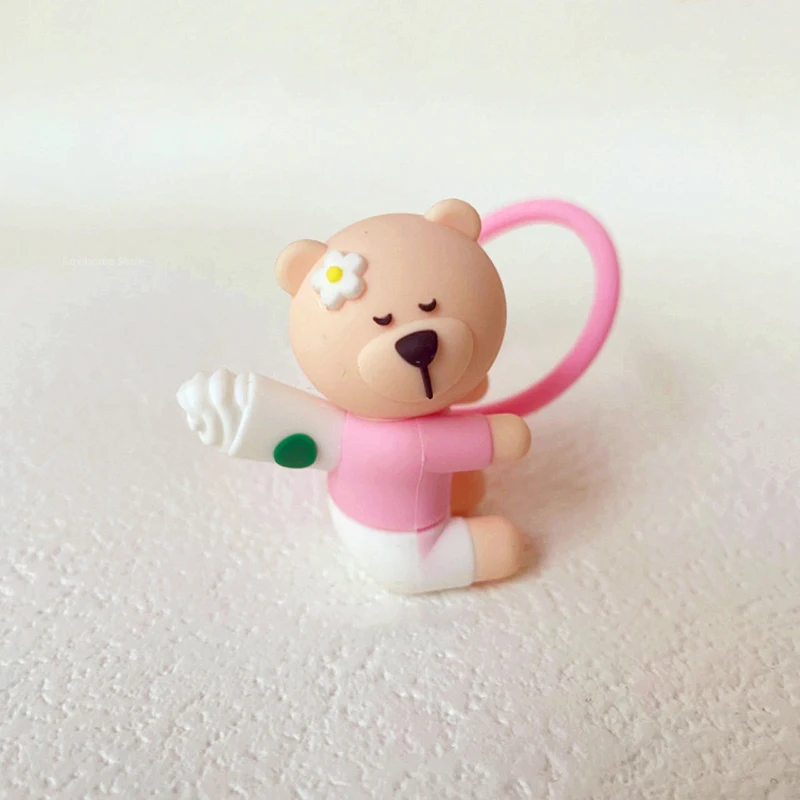 1PC Cute Silicone Straw Covers Cartoon Bear Dust Plug Straw Cap Suitable for Large Caliber 7-8mm Drinking Water Cup Accessories
