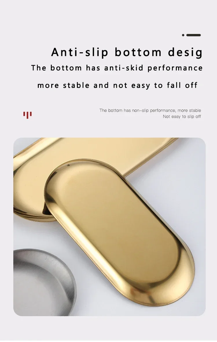 Stainless Steel Gold Dining Plate Dessert Plate Nut Fruit Cake Tray Snack Kitchen Plate Western Steak Kitchen Plate Dish