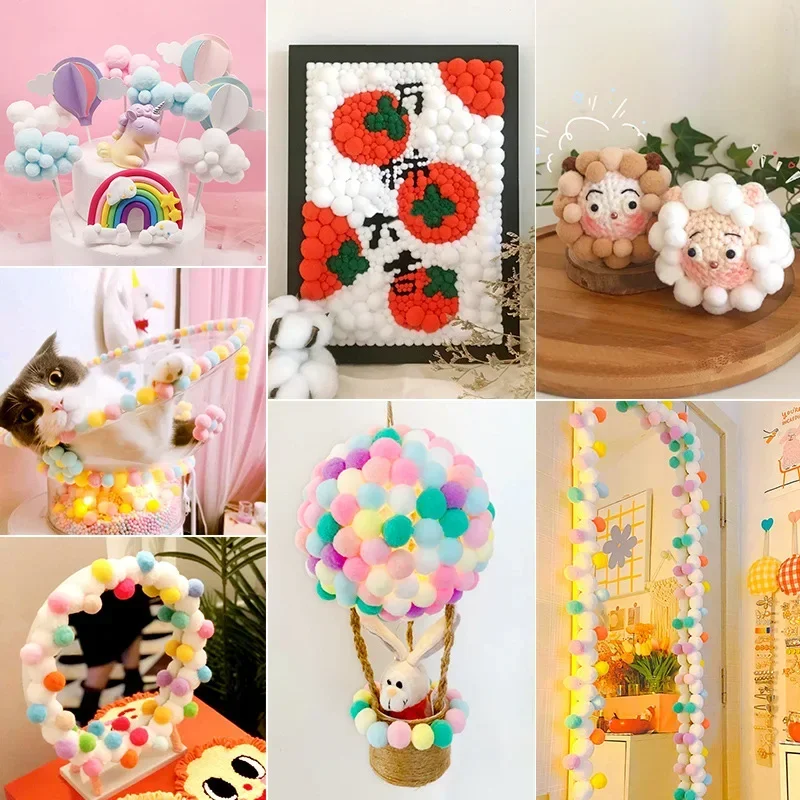 Wholesale Pom Pom Balls 8mm 10mm 15mm 20mm 25mm 30mm Fluffy Soft Pompoms Ball DIY Handmade Toys Decoration Sewing Craft Supplies