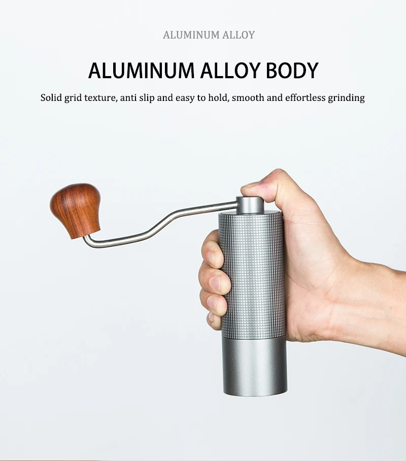Professional Manual Coffee Grinder Upgrade All-metal Body  Anti-slip Design Portable Grinder Burr Inside
