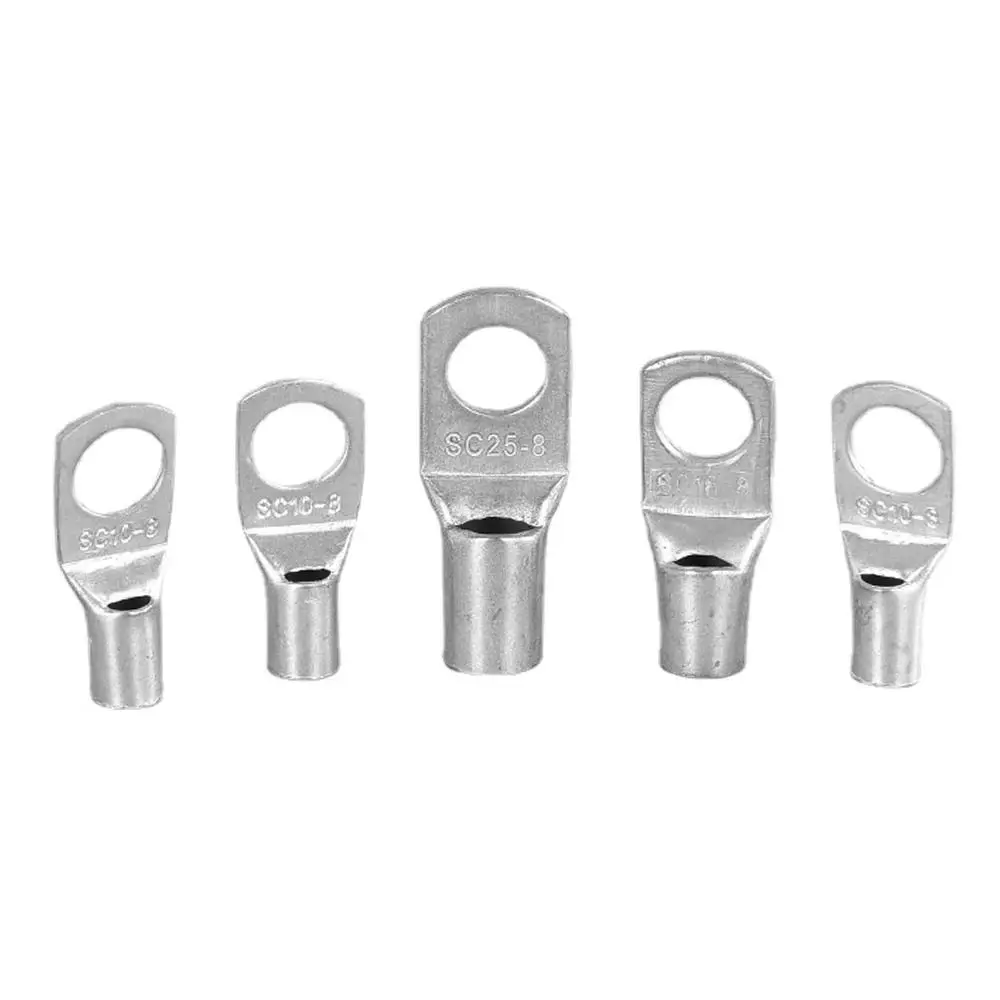10Pcs 16-35mm2 SC16-6 SC25-6 SC35-6 Tinned Copper Wire Nose Terminal Crimp SC Type Lugs Ring Cable Connector Kit