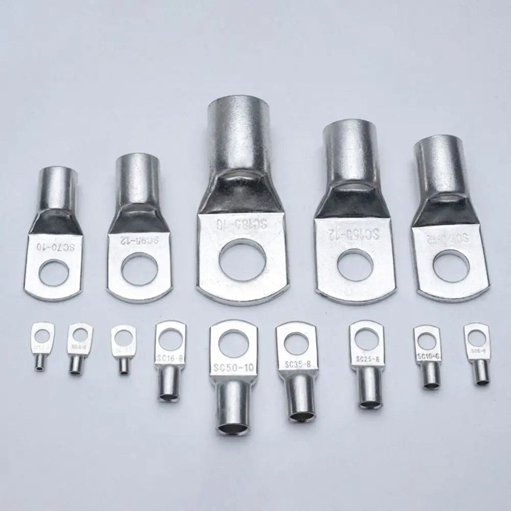 10Pcs 16-35mm2 SC16-6 SC25-6 SC35-6 Tinned Copper Wire Nose Terminal Crimp SC Type Lugs Ring Cable Connector Kit