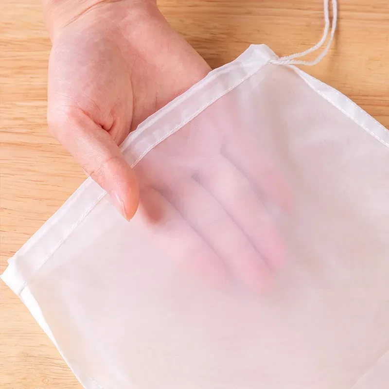 1/5Pcs Reusable Nut Milk Bags Strainers Unbleached Nylon Cheesecloth Bag Food Cheese Yogurt Filter Kitchen Fine Mesh Strainer