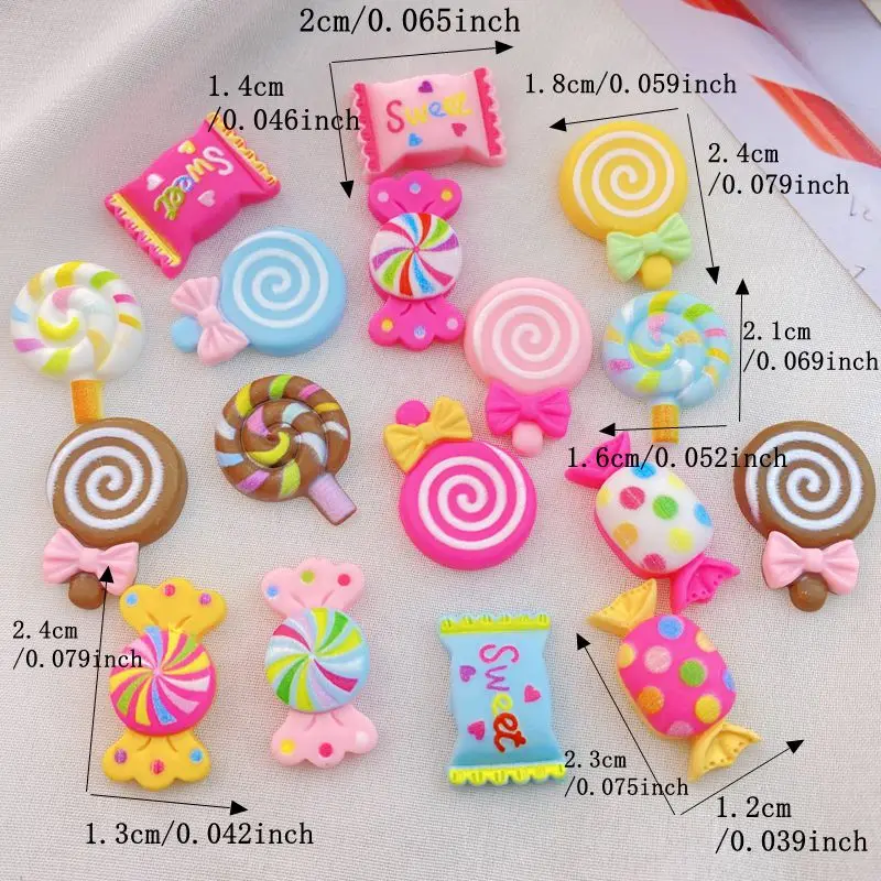 20Pcs New Cute Resin Candy, Lollipop Series Flat Back Scrapbooking DIY Jewelry Craft Decoration Accessories
