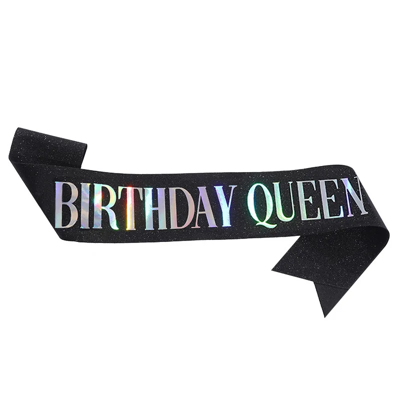 Birthday Queen Sash for Girl Women 20th 30th 40th 50th 60th Happy Birthday Party Decoration Supplies Glitter Satin Birthday Sash