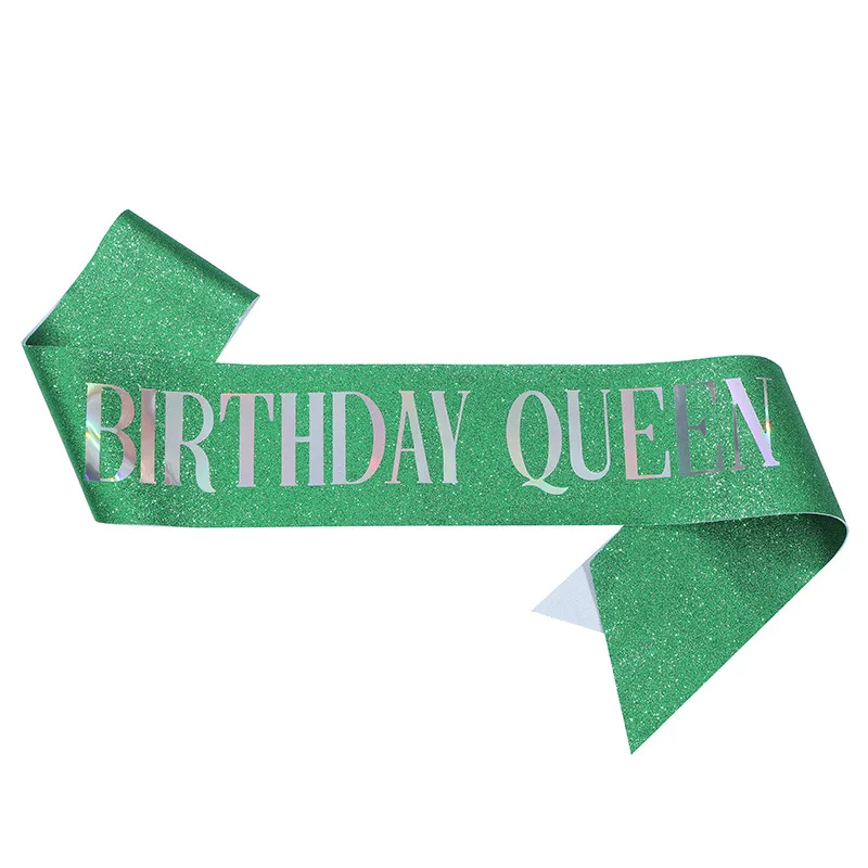 Birthday Queen Sash for Girl Women 20th 30th 40th 50th 60th Happy Birthday Party Decoration Supplies Glitter Satin Birthday Sash