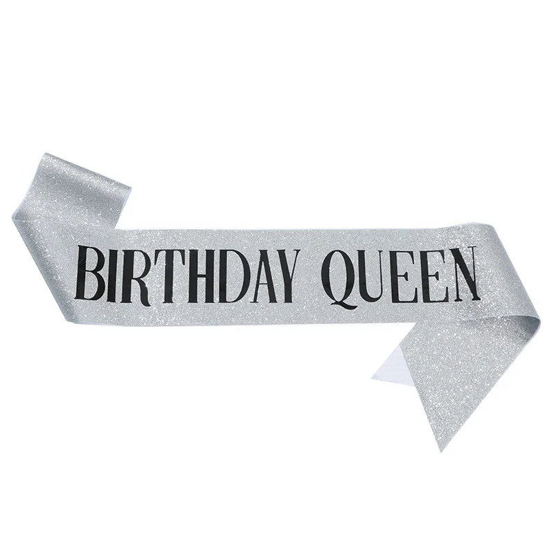 Birthday Queen Sash for Girl Women 20th 30th 40th 50th 60th Happy Birthday Party Decoration Supplies Glitter Satin Birthday Sash