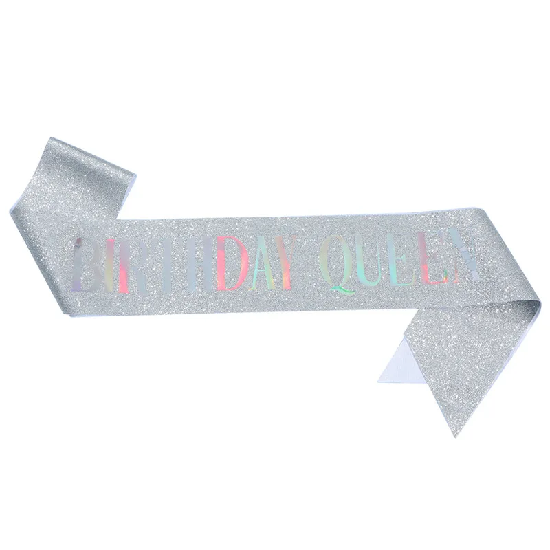 Birthday Queen Sash for Girl Women 20th 30th 40th 50th 60th Happy Birthday Party Decoration Supplies Glitter Satin Birthday Sash