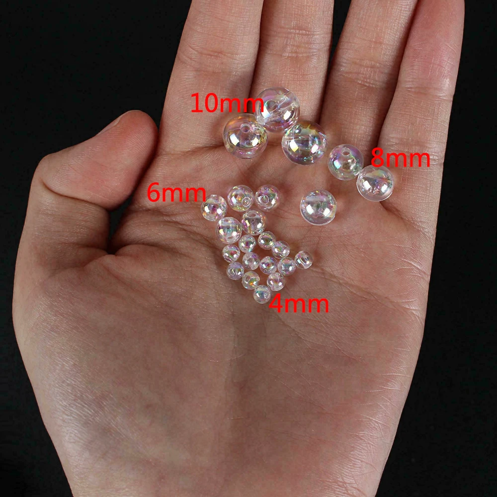 4/6/8/10/12mm AB Color Round Transparent Beads Spacer Bead For DIY Bracelet Necklace Crafts E1222