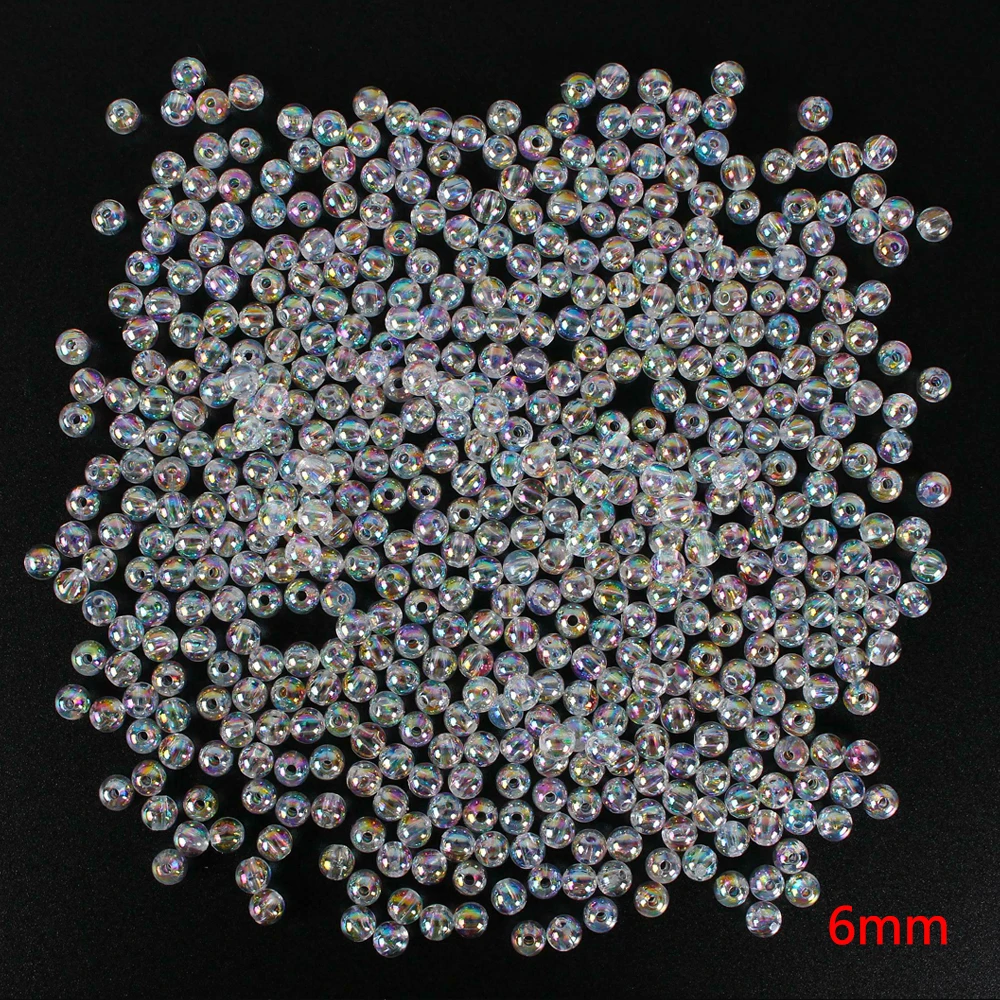 4/6/8/10/12mm AB Color Round Transparent Beads Spacer Bead For DIY Bracelet Necklace Crafts E1222