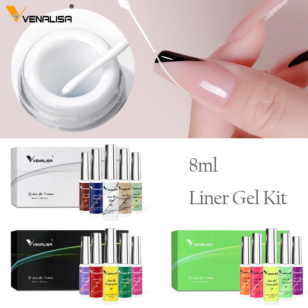 8ml VENALISA Liner Gel White Line French Nail Gel Polish 21 Colors Soak Off UV/LED Painting Gel Beautiful Semi Permanent Varnish