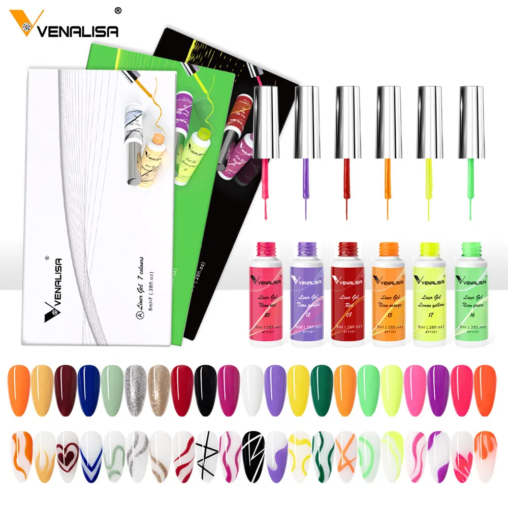 8ml VENALISA Liner Gel White Line French Nail Gel Polish 21 Colors Soak Off UV/LED Painting Gel Beautiful Semi Permanent Varnish