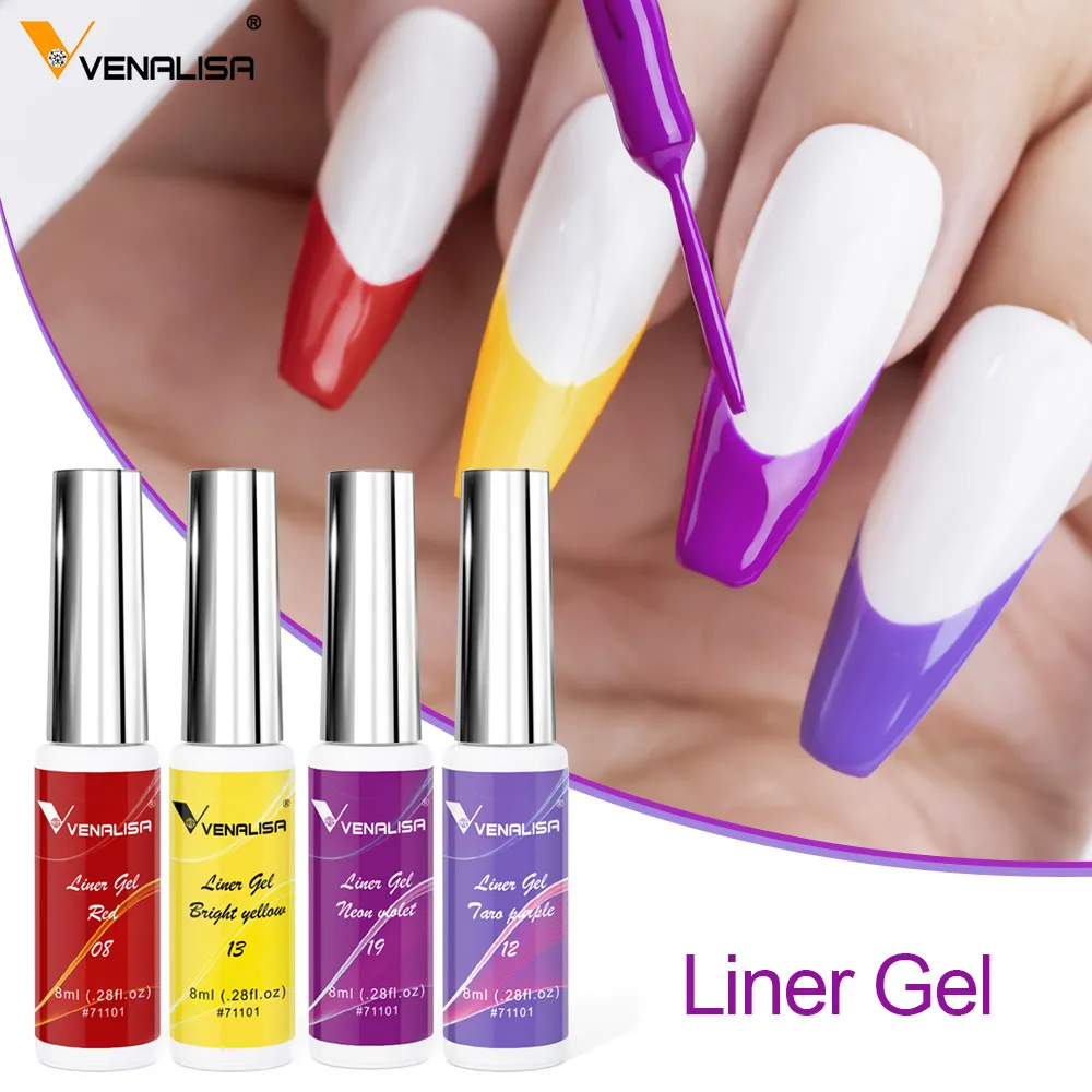 8ml VENALISA Liner Gel White Line French Nail Gel Polish 21 Colors Soak Off UV/LED Painting Gel Beautiful Semi Permanent Varnish