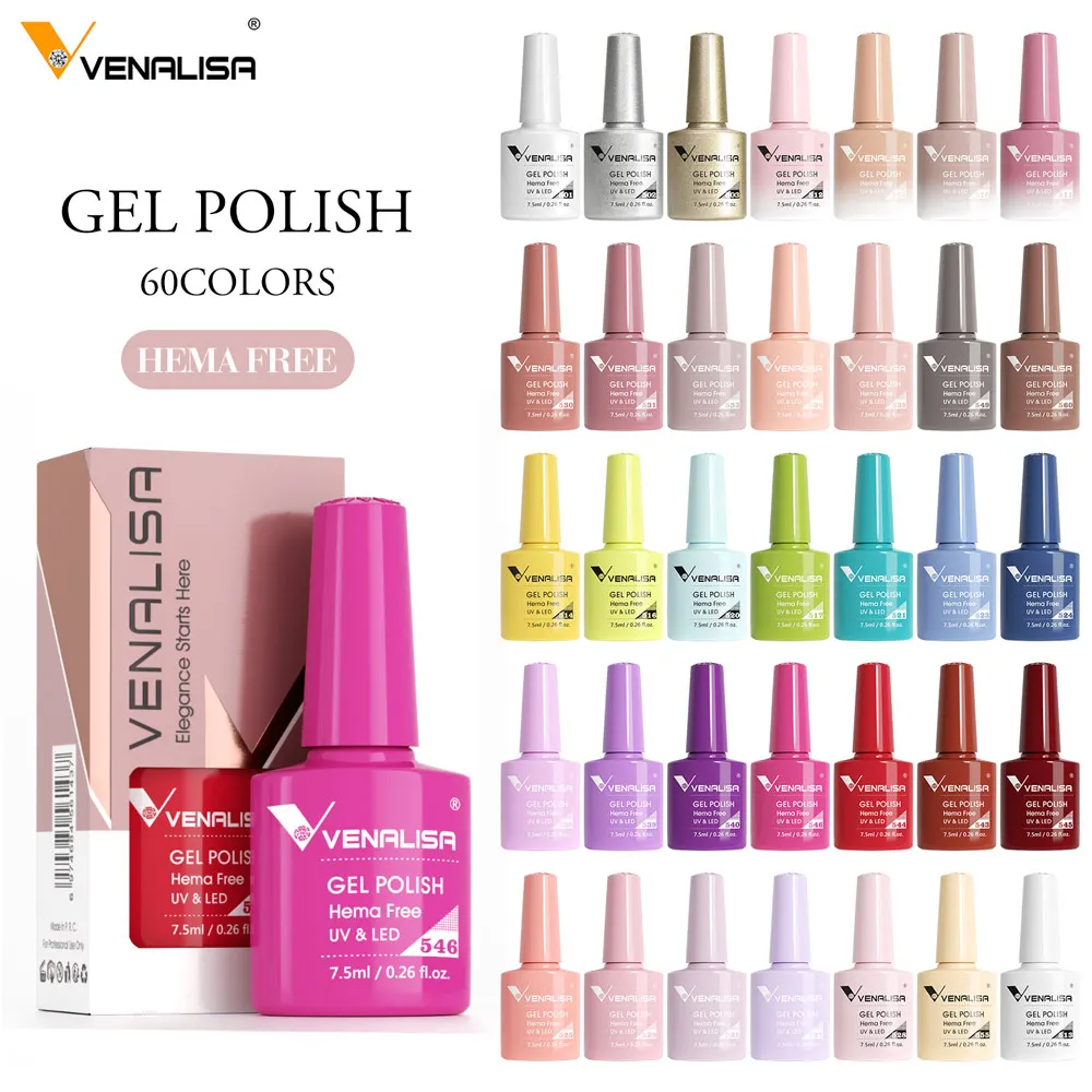VENALISA 7.5ml Nail Gel Polish VIP5 HEMA Free Semi Permanent Soak off UV LED Nail Gel Varnish Full Coverage Nail Gel Lacquer