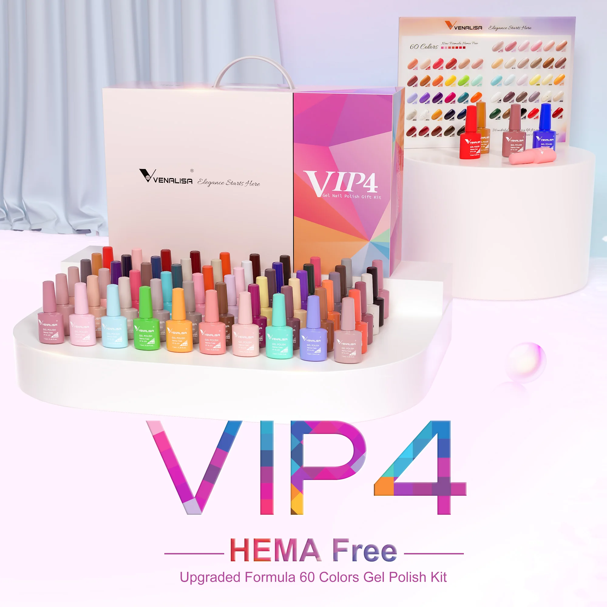 VENALISA 7.5ml Nail Gel Polish VIP5 HEMA Free Semi Permanent Soak off UV LED Nail Gel Varnish Full Coverage Nail Gel Lacquer