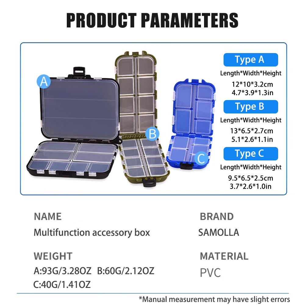 SAMOLLA 1pc Waterproof Mini Fishing Tackle Box With Multiple Compartments For Hooks, Lures, And Baits - Portable Fishing