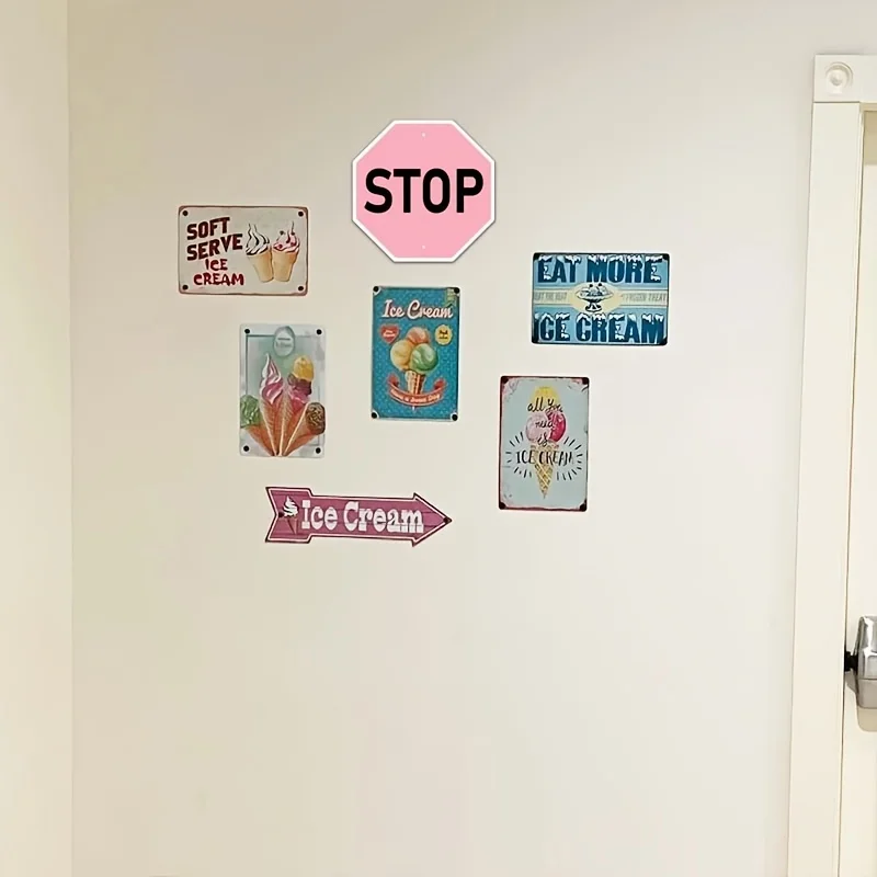 1pc, Stop Pink Sign Bedroom Decor, Red Street Traffic Metal Sign, Fun Magical Room Decor, UV And Waterproof Outdoor Black Tin Si
