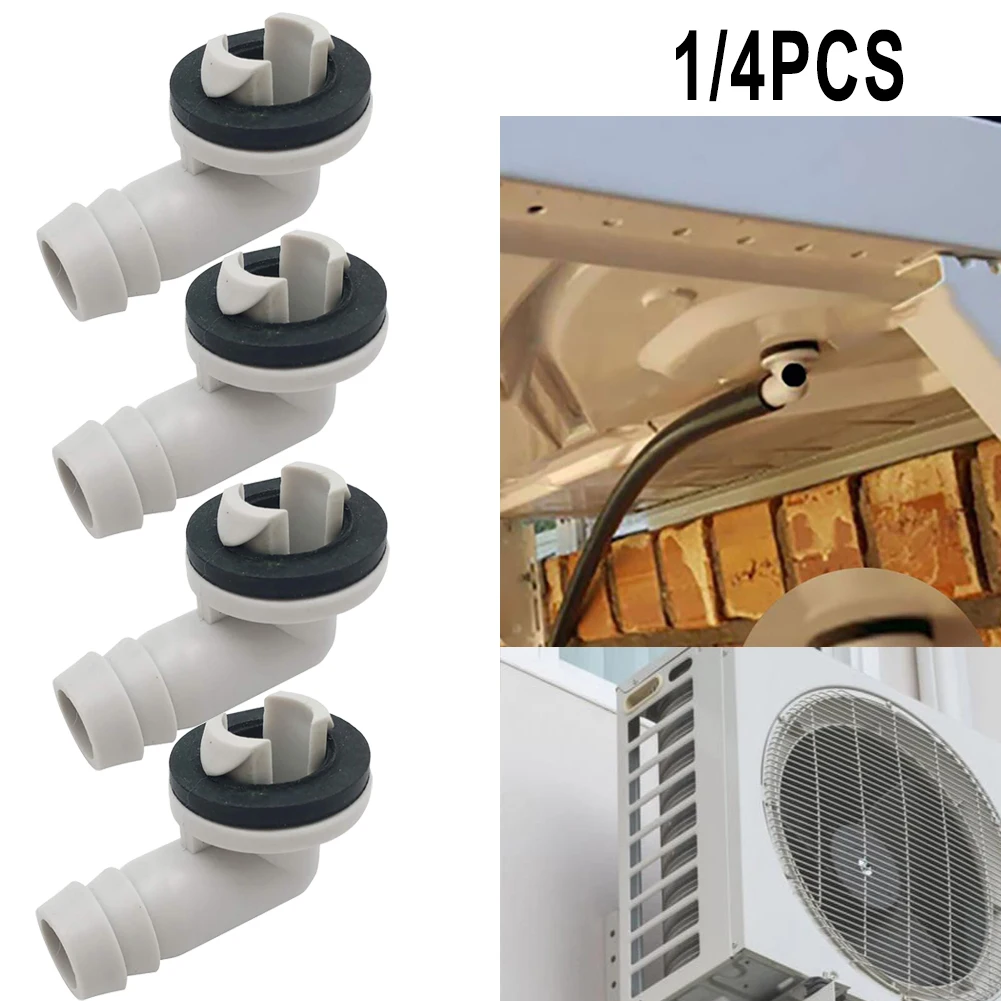 1/4pcs Air Conditioner Drain Connector AC Drain Hose Plastic Elbow Rubber Ring Kit Anti-defomed 1.5cm Diameter Connector