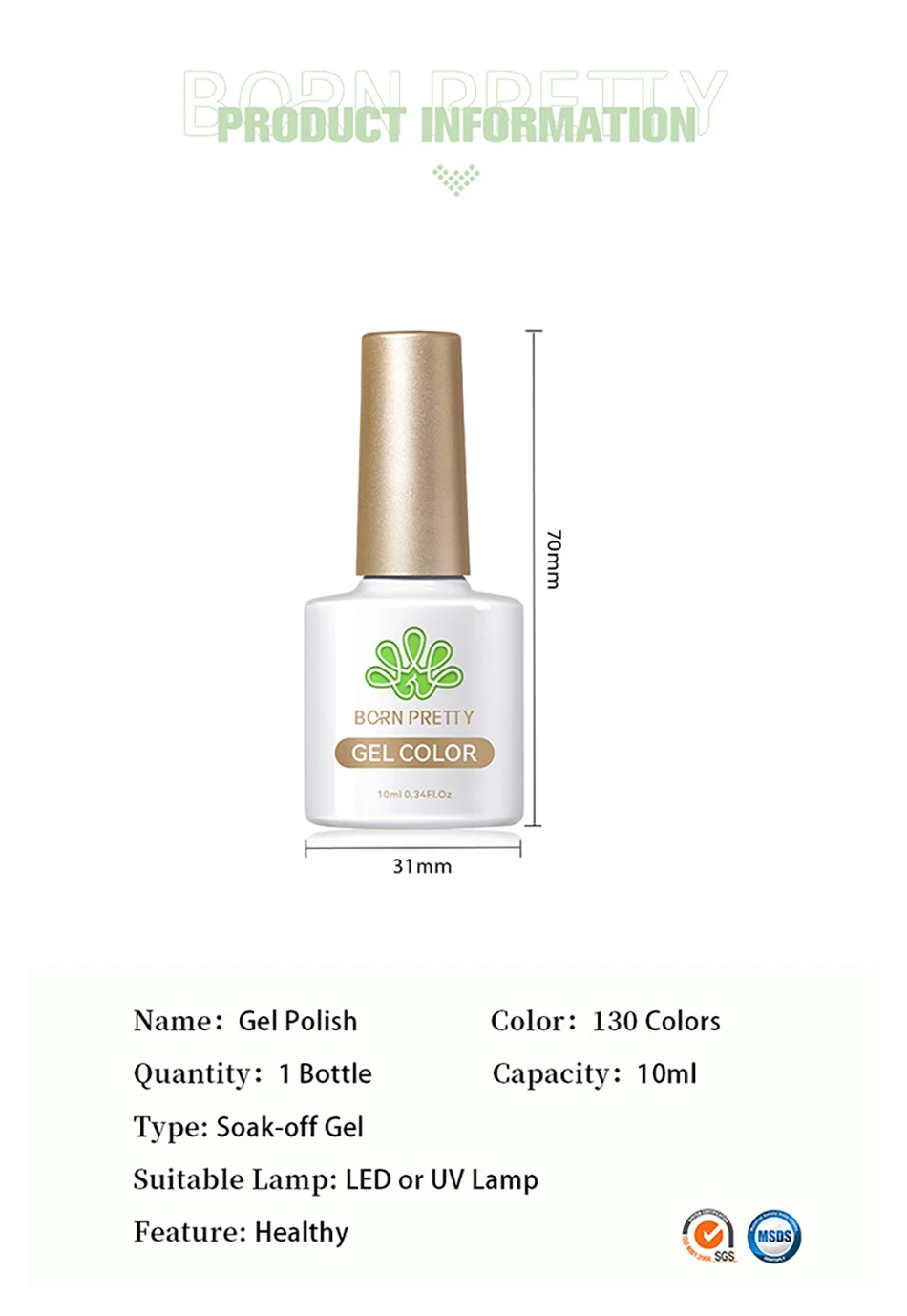 BORN PRETTY Sweet Spring Summer Color Gel Nail Polish 10ml Light Pink Green Yellow Long Lasting Varnis Semi Permanent For Nails
