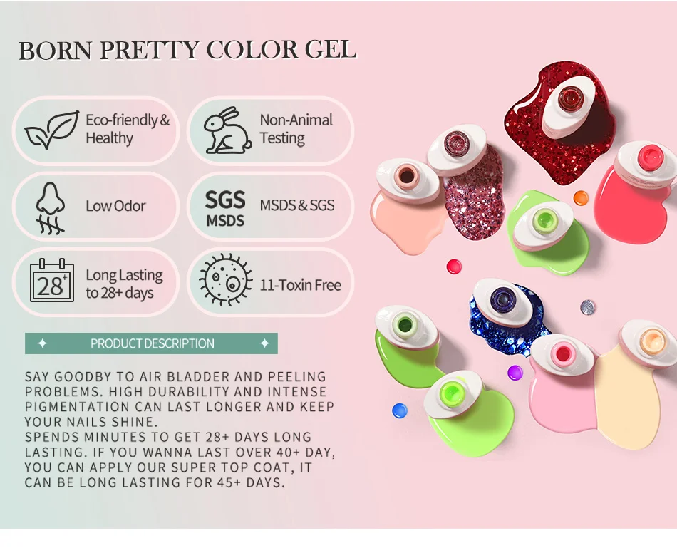 BORN PRETTY Sweet Spring Summer Color Gel Nail Polish 10ml Light Pink Green Yellow Long Lasting Varnis Semi Permanent For Nails