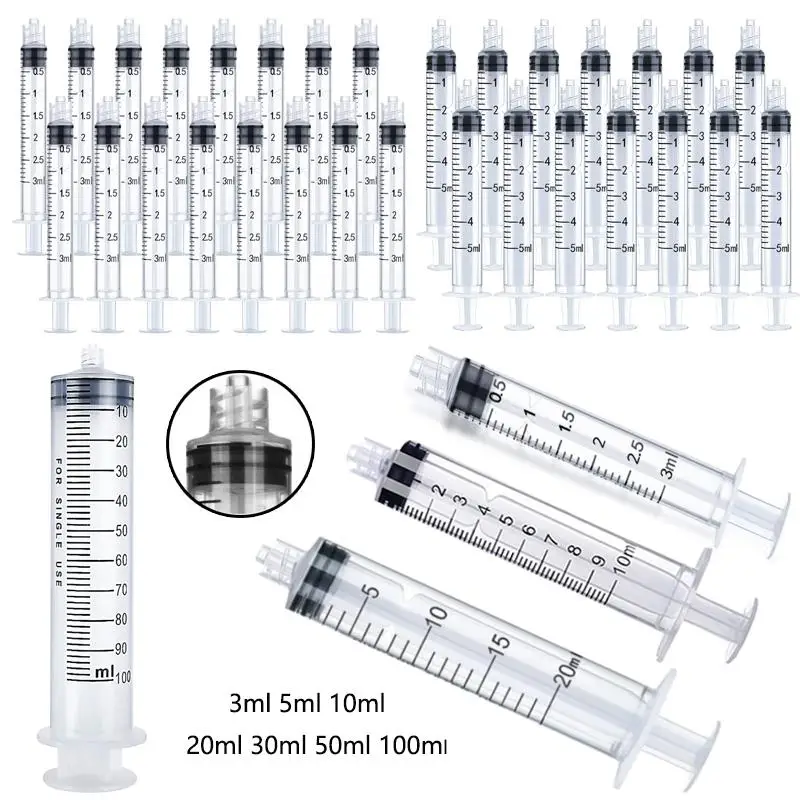 1/5/10pcs Luer Lock Syringes 3ml 5ml 10ml 20ml 30ml 50ml 100ml Plastic Syringe Hydroponics Nutrient Syringe Tools Sampler