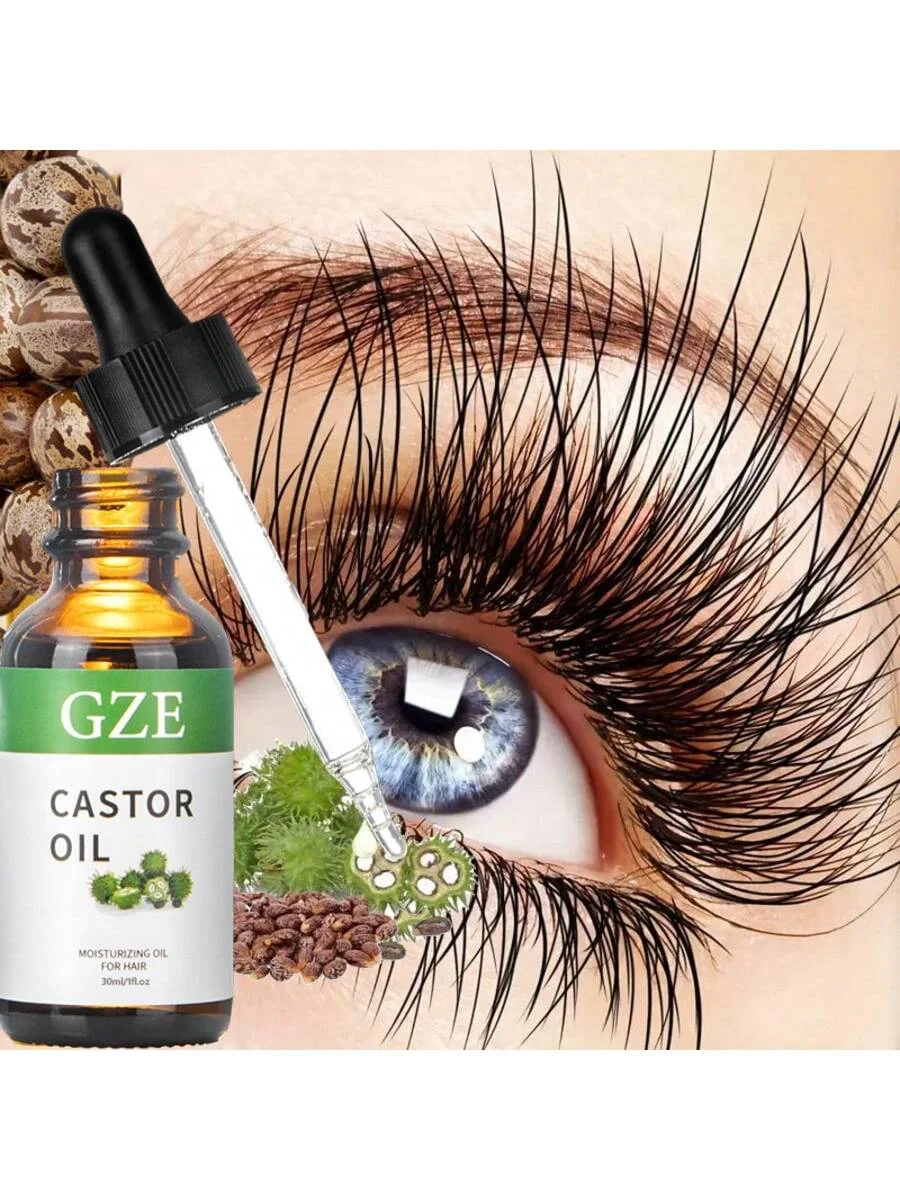 GZE Castor Oil (1oz) Organic 100% Pure Cold Pressed Hexane Free Stimulate Growth for Eyelashes, Eyebrows, Hair. Skin Moisturizer