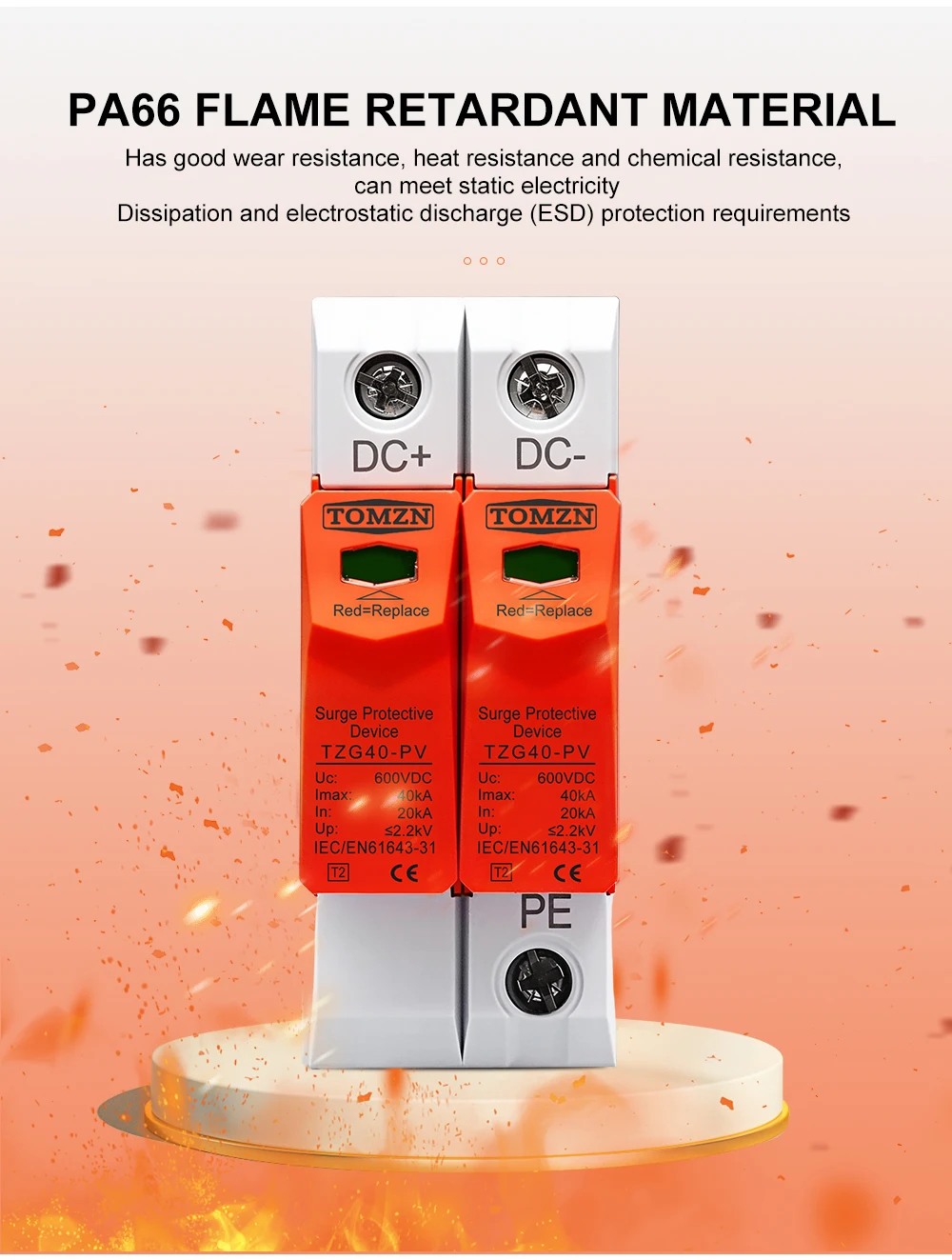 TOMZN SPD DC 1000V 800V 600V 500V 10kA~20kA 20kA~40kA House Surge Protector Protective Low-voltage Arrester Device PV OBO