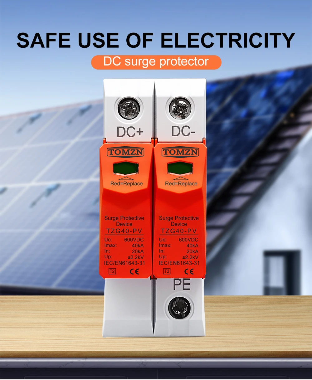TOMZN SPD DC 1000V 800V 600V 500V 10kA~20kA 20kA~40kA House Surge Protector Protective Low-voltage Arrester Device PV OBO