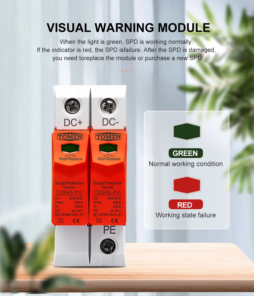 TOMZN SPD DC 1000V 800V 600V 500V 10kA~20kA 20kA~40kA House Surge Protector Protective Low-voltage Arrester Device PV OBO
