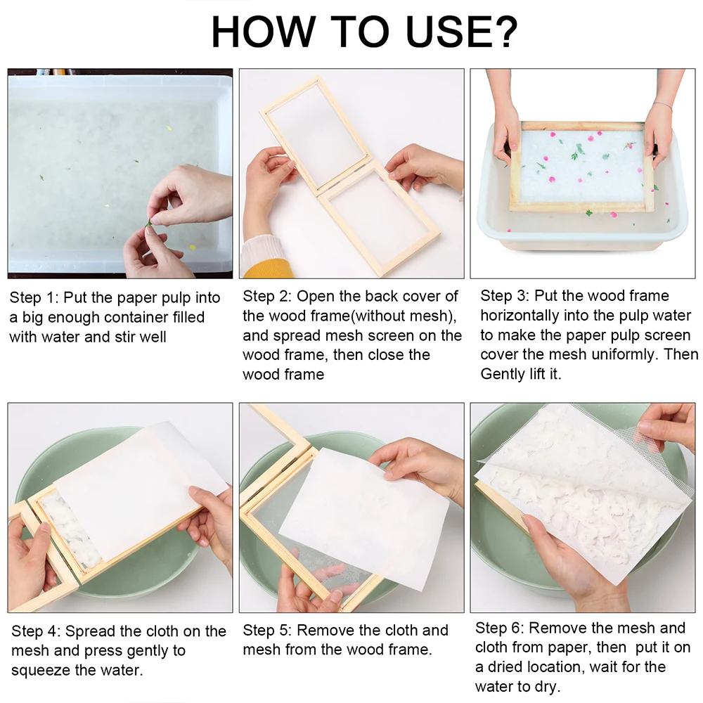 New Multi-size Paper Making Mould Frame DIY Papermaking Paper Making Screen Learning Wood Handcraft Gift Wooden Mesh Mold