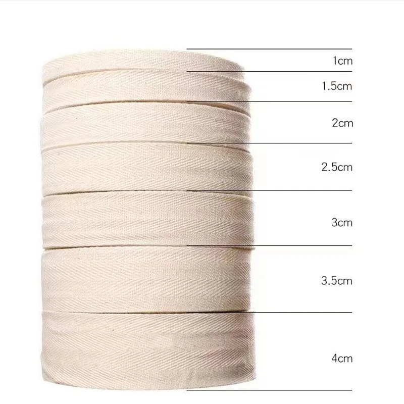 5Yd Cotton Woven Tape With Herringbone Pattern Edging Strip Black White Beige Twill Binding Ribbon Webbing Tape Sewing Supplies