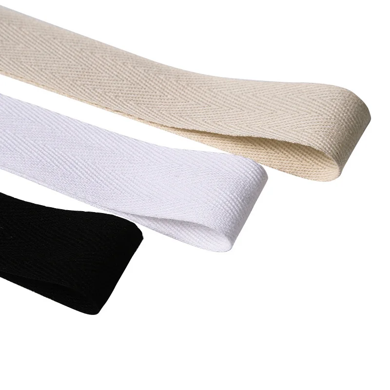 5Yd Cotton Woven Tape With Herringbone Pattern Edging Strip Black White Beige Twill Binding Ribbon Webbing Tape Sewing Supplies