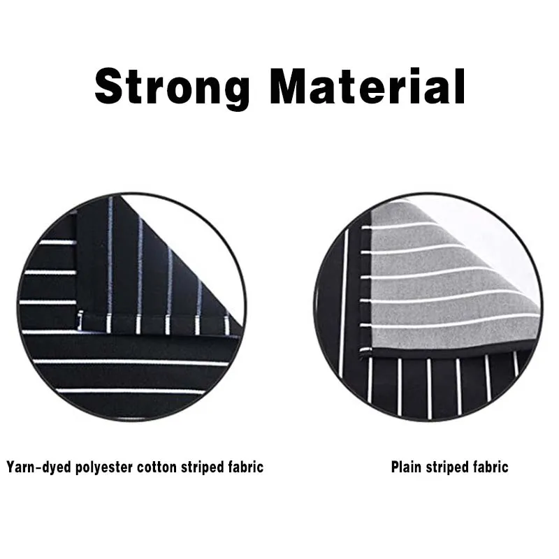 White Black Striped Man Woman Home Restaurant Kitchen Baking Nail Bib Oil Repellent Work Apron 2 Pockets Adjustable Clean Apron