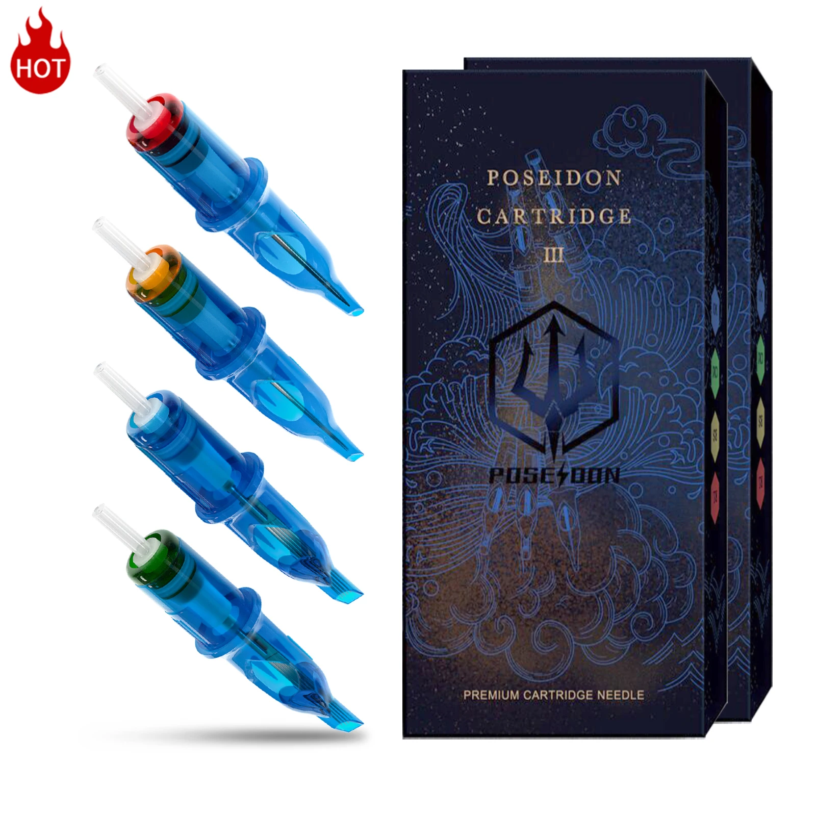 POSEIDON 10PCS/Box Tattoo Needles Disposable Sterile Tattoo Cartridge Needles Permanent Makeup RL CM for Tattoo Machine Pen