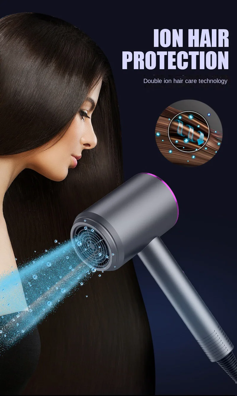 Hair Dryer High-Power Blue Light Negative Ion Ultra Silent Hair Care Quick Dry Home Powerful Constant Anion Electric Hair Dryer