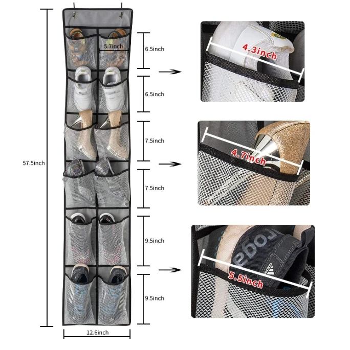 40/35/28 Pockets Shoes Organizer Rack Hanging Organizer Space Saver Hanging Over The Door Behind Closet Organizer Storage Hanger