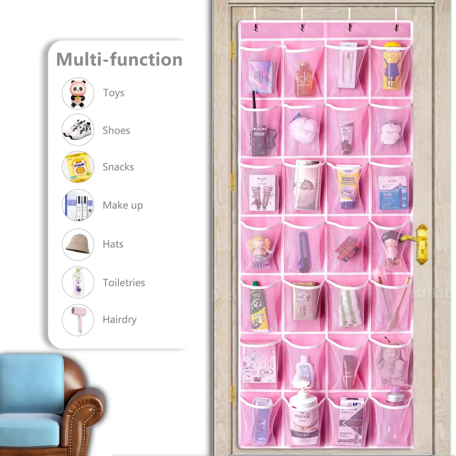 40/35/28 Pockets Shoes Organizer Rack Hanging Organizer Space Saver Hanging Over The Door Behind Closet Organizer Storage Hanger