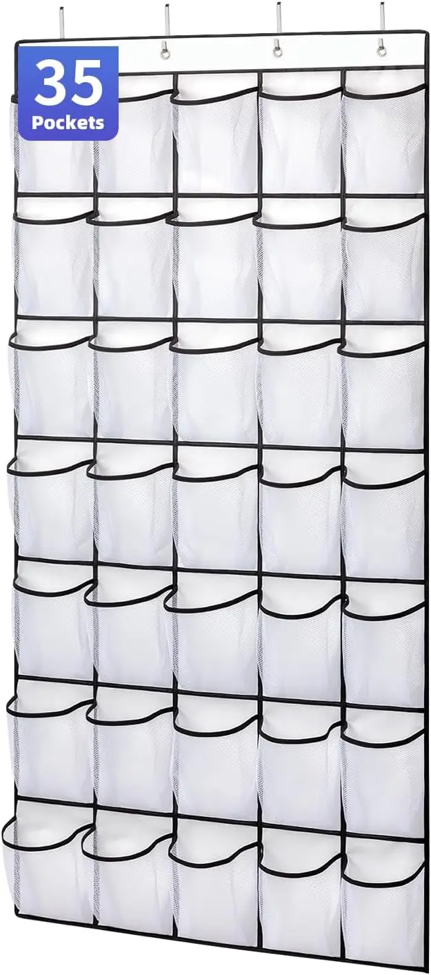 40/35/28 Pockets Shoes Organizer Rack Hanging Organizer Space Saver Hanging Over The Door Behind Closet Organizer Storage Hanger