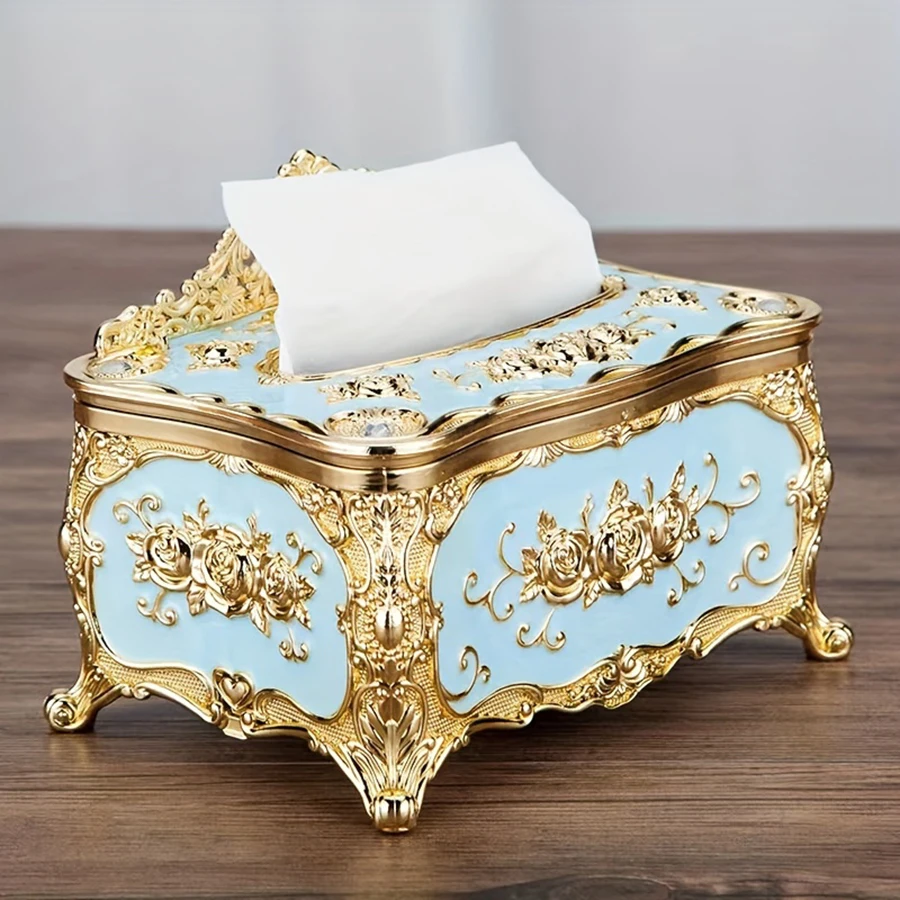 European Style Tissue Box, High-end Hotel Restaurant Napkin Extraction Box, Living Room Desktop Paper Extraction Storage Box