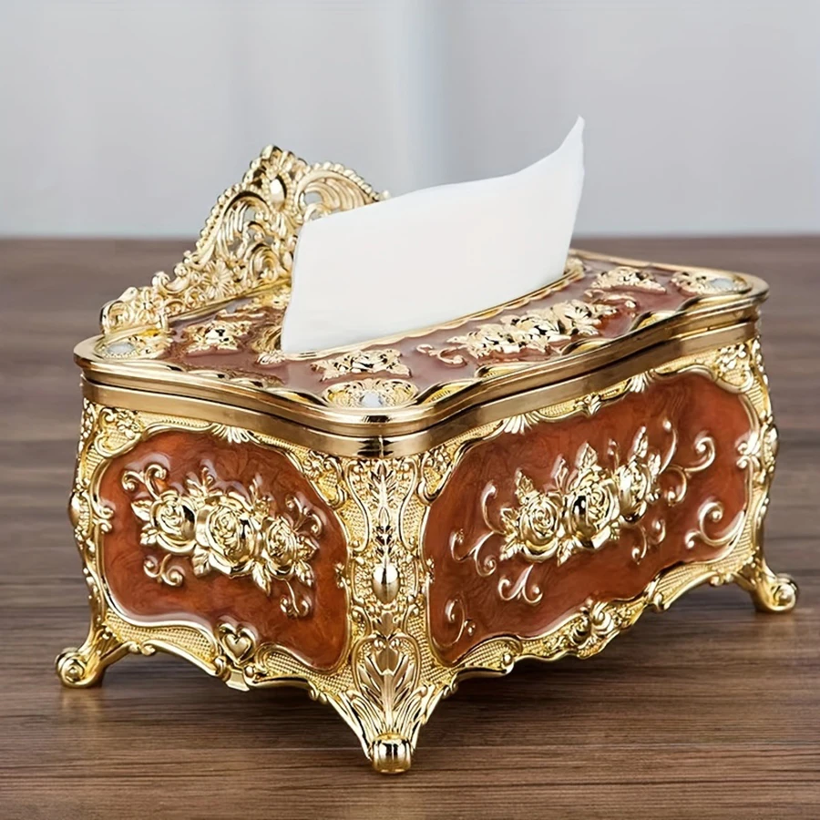 European Style Tissue Box, High-end Hotel Restaurant Napkin Extraction Box, Living Room Desktop Paper Extraction Storage Box