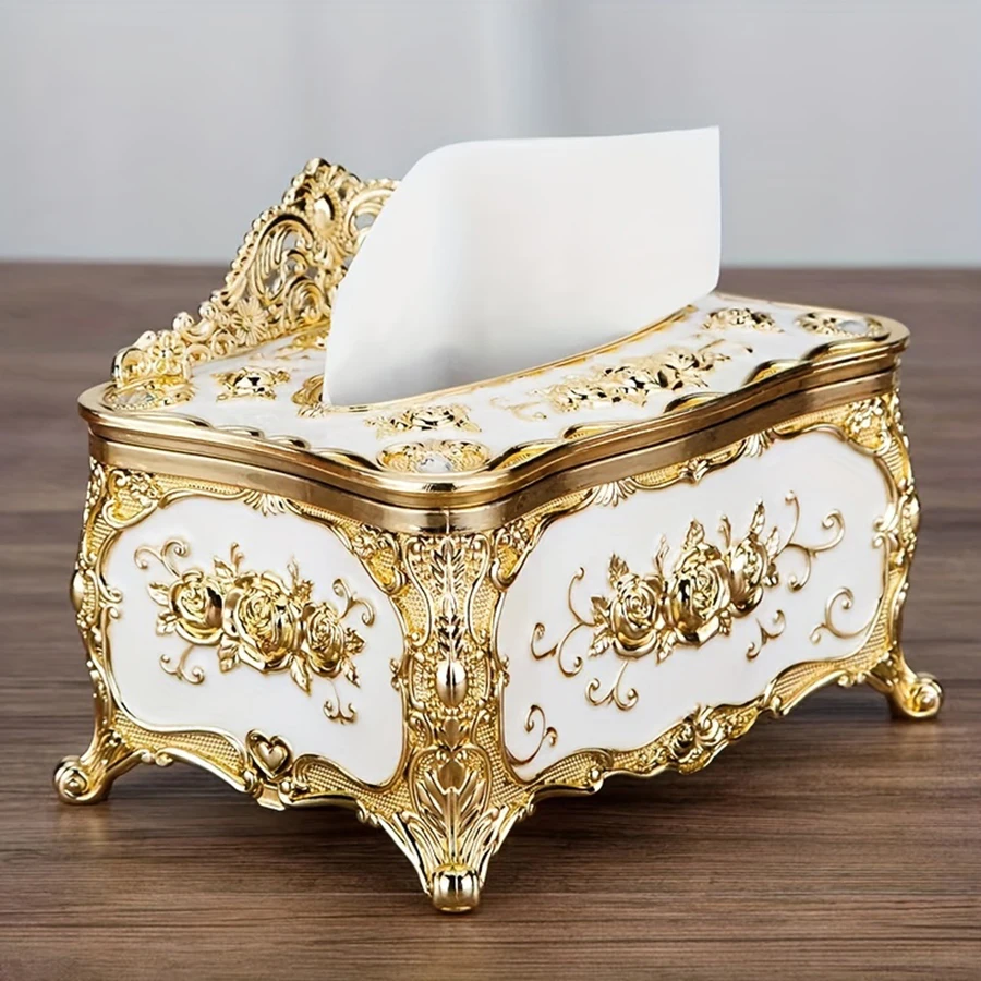 European Style Tissue Box, High-end Hotel Restaurant Napkin Extraction Box, Living Room Desktop Paper Extraction Storage Box