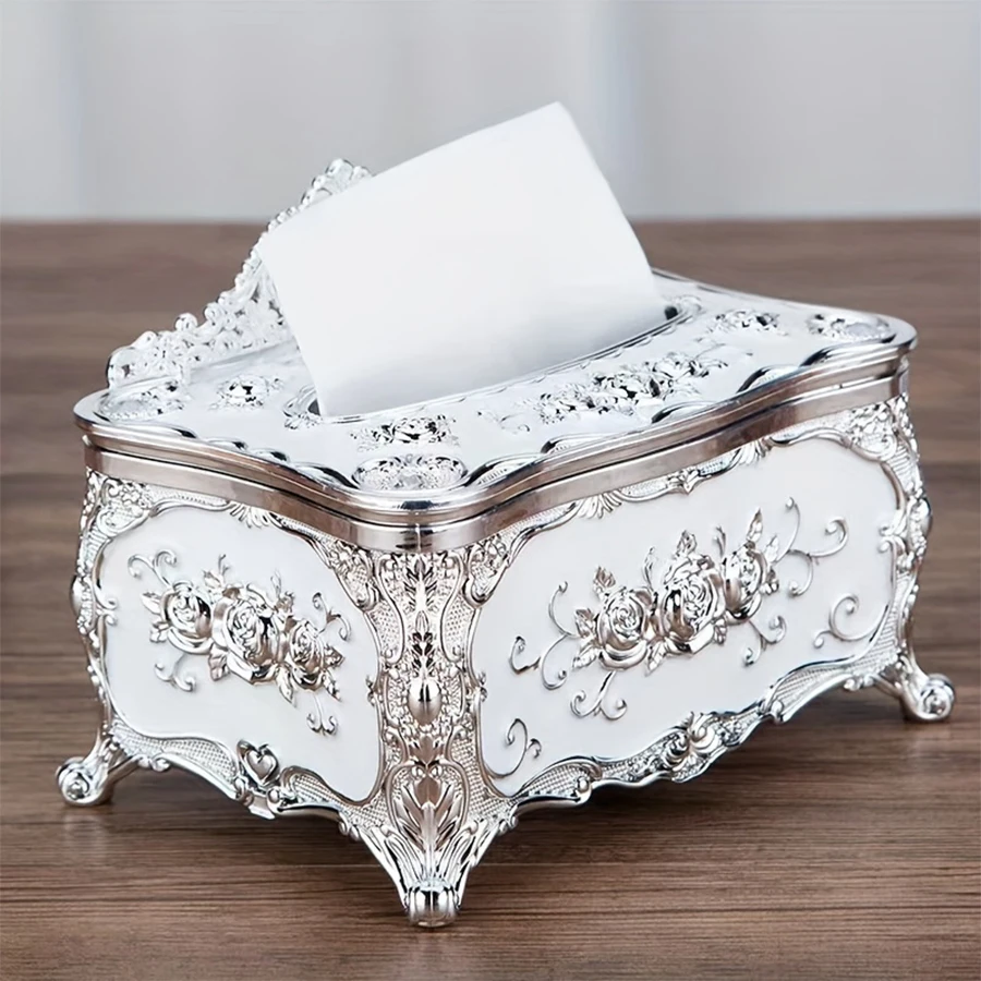 European Style Tissue Box, High-end Hotel Restaurant Napkin Extraction Box, Living Room Desktop Paper Extraction Storage Box