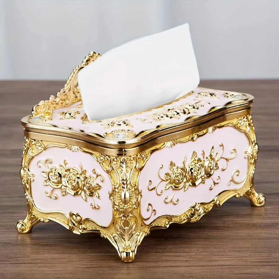 European Style Tissue Box, High-end Hotel Restaurant Napkin Extraction Box, Living Room Desktop Paper Extraction Storage Box