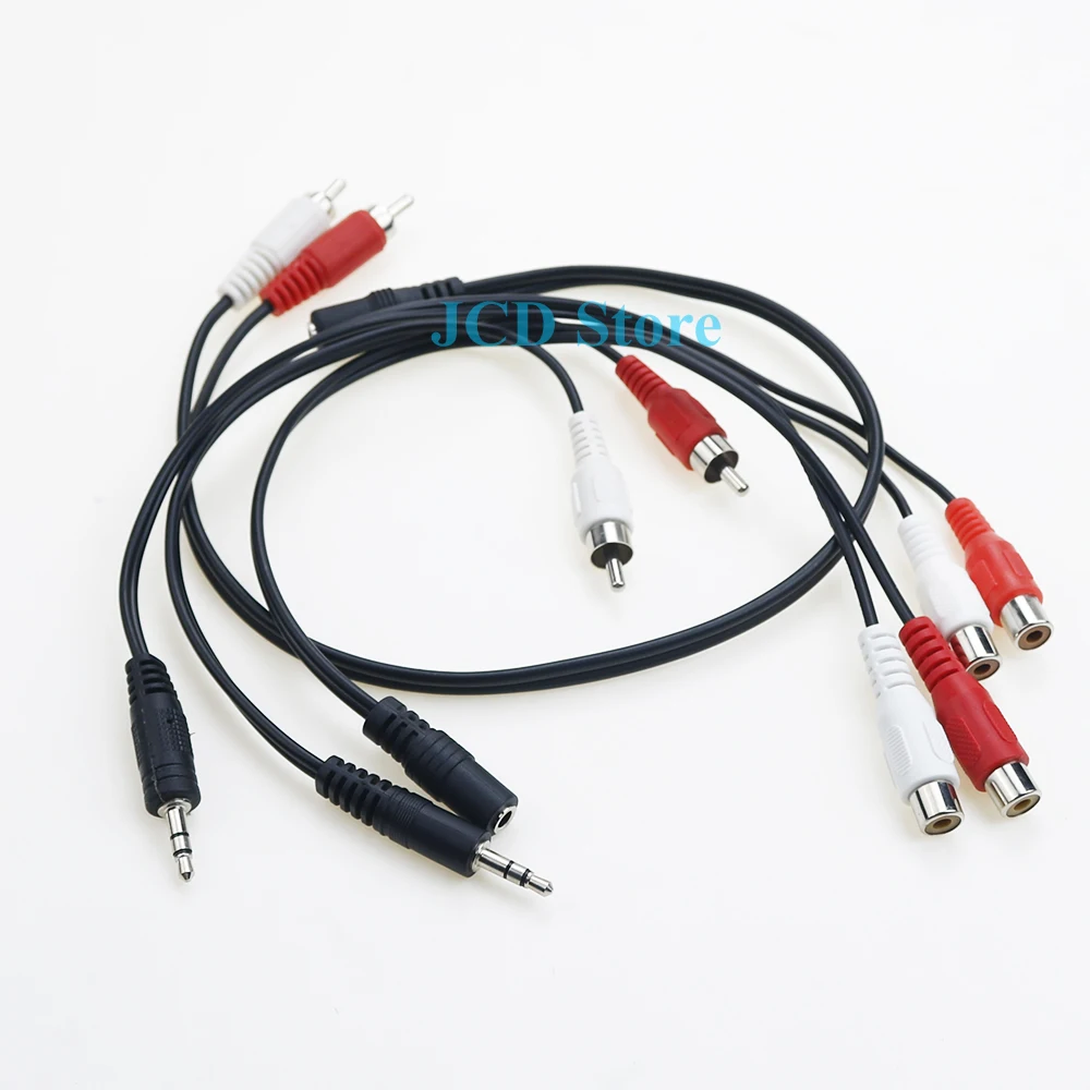 1PCS 3.5mm Jack Male Female to 2 RCA Stereo Audio Cable Converter Adapter Cord TV AV Connection Line