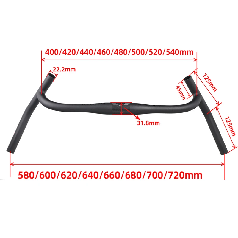 ZNIINO No Logo New Carbon Gravel H Handlebar Big Flare Bar Cycle Cross Road MTB Bike Handlebars Carbon Fiber Travelling Bicycle