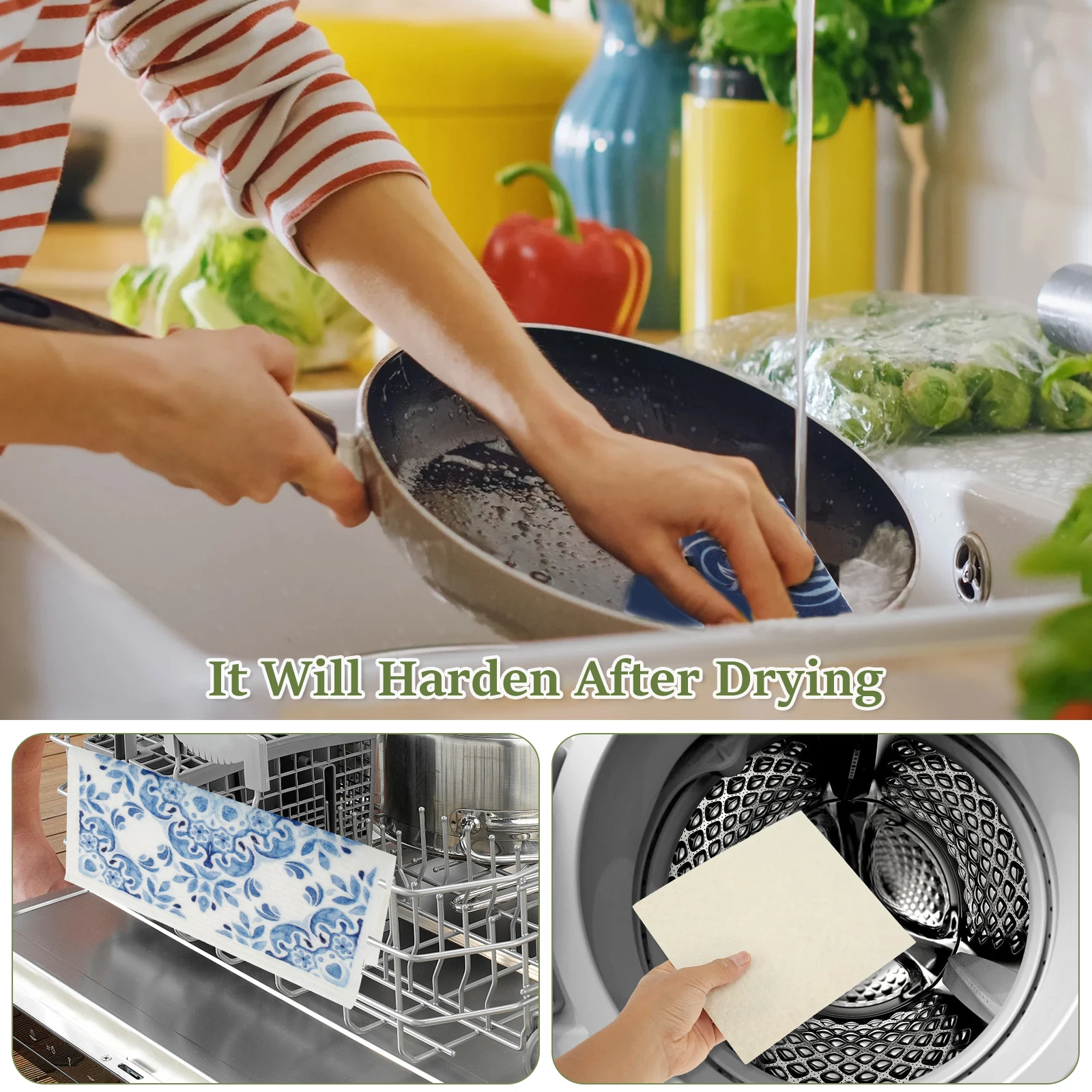 5/6/12PCS Kitchen Dish Towels Absorbent Swedish Dishcloths Kitchen Dish Rags Soft Non-woven Cloths for Washing Dishes Cleaning