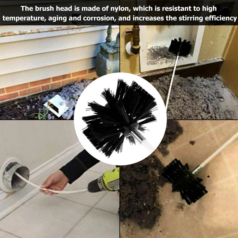 Flexible Chimney Sweep Set Flue Sweeping Brush & Rod Kit Soot Cleaning Rods Nylon Brush Cleaning Tool Kit