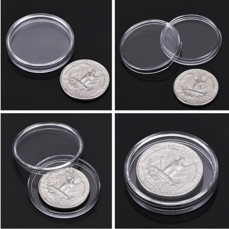 10/100p 21-46mm Transparent Plastic COINN Holder COINN Collecting Box Case for COINN Storage Capsules Protection Boxes Container