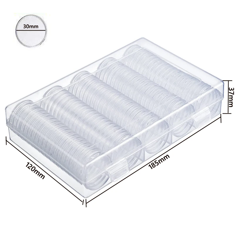 10/100p 21-46mm Transparent Plastic COINN Holder COINN Collecting Box Case for COINN Storage Capsules Protection Boxes Container